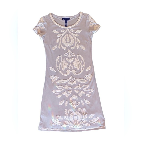 INC International Concepts light gray and white embroidered dress S - Picture 1 of 6